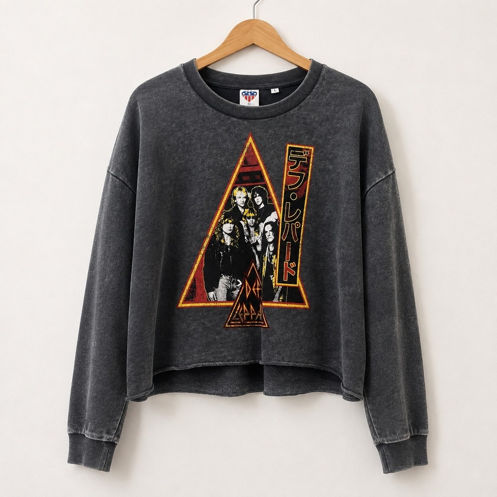 Junk Food Def Leppard Grunge Sweatshirt Women L Rock Aesthetic Graphic Pullover